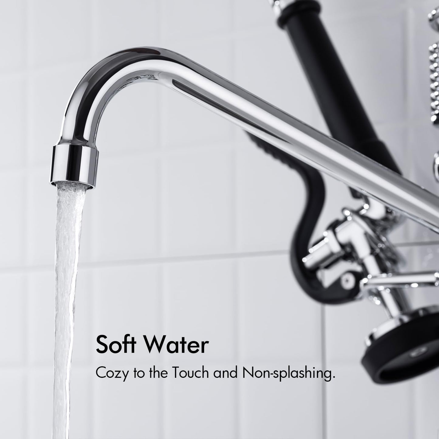 BAGNOLUX Commercial Sink Faucet, 8" Center Wall Mount Base with Pull Out Spray 9.6" Add-on Swing Spout 25" Height, Double Handle Pre Rinse Sprayer Commercial Rv Kitchen Faucet with Ceramic Valve