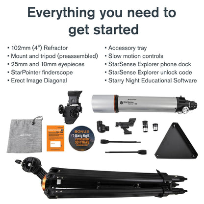 Celestron StarSense Explorer DX 102AZ App-Enabled Telescope – 102mm Refractor with Smartphone Dock & StarSense App – iPhone & Android Compatible – Easy-to-Use for Beginners