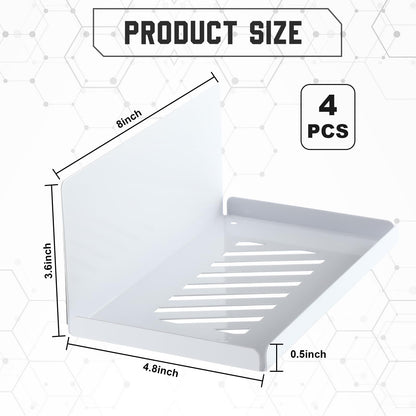 Therwen 4 Pack Magnetic Pegboard Shelves Wall Organizer Metal Pegboard Shelf Steel Tray Accessories Organizing Tools for Craft Home Kitchen(8 x 4.7 x 3.5 Inches,White)