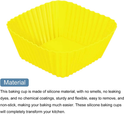 uxcell 18Pcs Silicone Cupcake Baking Cups, Non-Stick Square Baking Cups for Muffins and Cooking Eggs