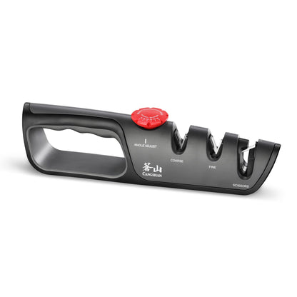 Cangshan 1026108 3-Stage Adjustable 14-24 Degree Professional Knife + Scissor Sharpener Black