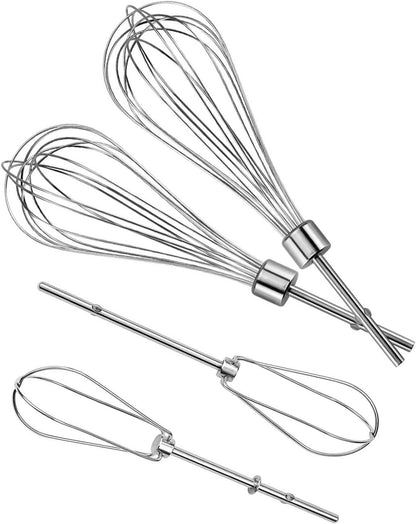Fetechmate KHM2B Hand Mixer Turbo Beaters (2 Pack) & KHMPW Stainless Steel Pro Whisk (2 Pack) - Replace AP5644233
