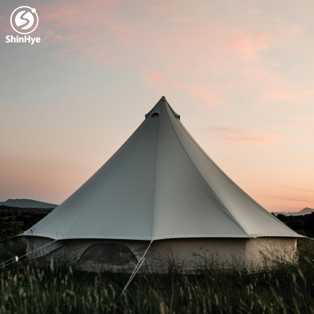 ShinHye Canvas Bell Tent Yurt Tent 4 Seasons for Camping 100% Cotton Glamping Tents with Stove Jack, Family Camping Outdoor Hunting Party (4M- 13.1FT)