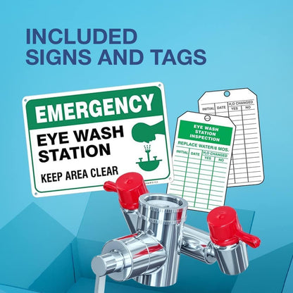 TidyFriend 4 Pack Eye Wash Kit - Faucet Mounted Emergency Eye Wash Station Sink Attachment-1 Eyewash Station, 3 Common Sink Adapter, 2 Inspection Tag, 1 Emergency Eye Wash Station Sign