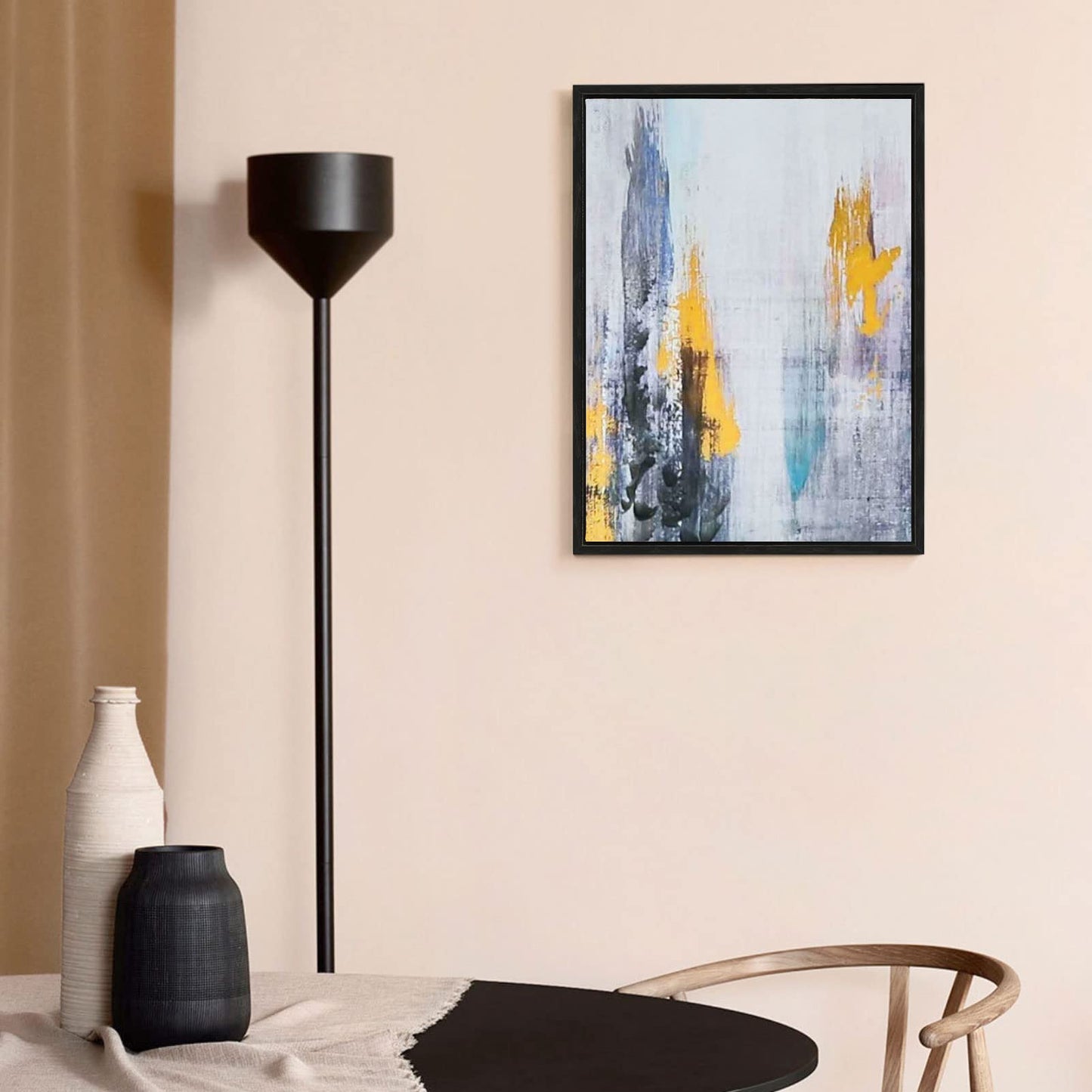 FOLKOR Floating Canvas Frame for 16x20 Inch Painting, 2 Pack Floater Frame for Canvas Prints, 0.9" Rabbet Depth Art frame for Wall Prints Diamond Painting Paint by Numbers (Black)