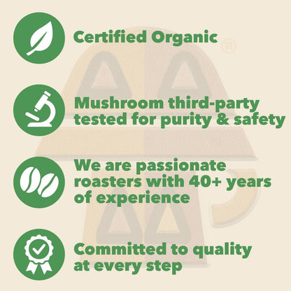 Harmonic Grounds Organic Mushroom Coffee Pods - Medium Roast Coffee with Lion's Mane, Reishi, Chaga, Cordyceps & Turkey Tail - Compatible with Keurig K-Cup Brewers - 34 Count