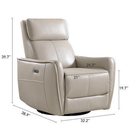 Bonzy Home Power Swivel Rocker Recliner Chair with USB Port, Wide Seat, Head & Lumbar Support, Upholstered Glider Chair for Living Room, Nursery, Silver