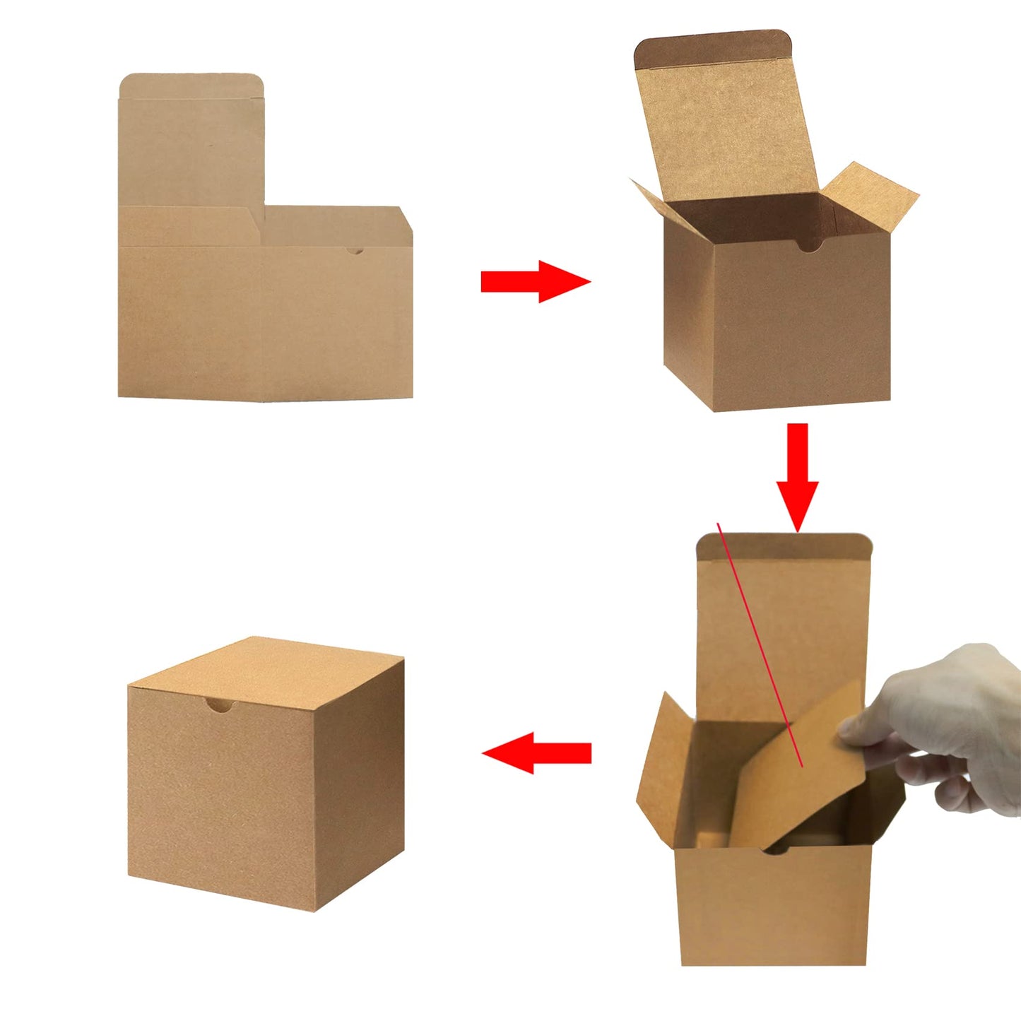 Bonfasvo Gift Boxes 30 Pack 4x4x4 inches Brown Fold Kraft Paper Boxes Bridesmaids Proposal Box Cupcake Boxes Easy Assemble Boxes with Lids for Wedding Birthday Party Christmas