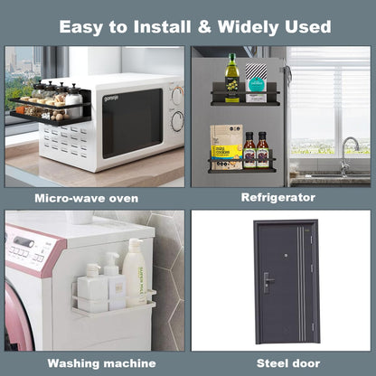 Hoopoton 2 Pack Magnetic Spice Rack, Easy to Install on The Side of Refrigerator/Space Saving Kitchen Organization Shelf Organizer for Cabinet