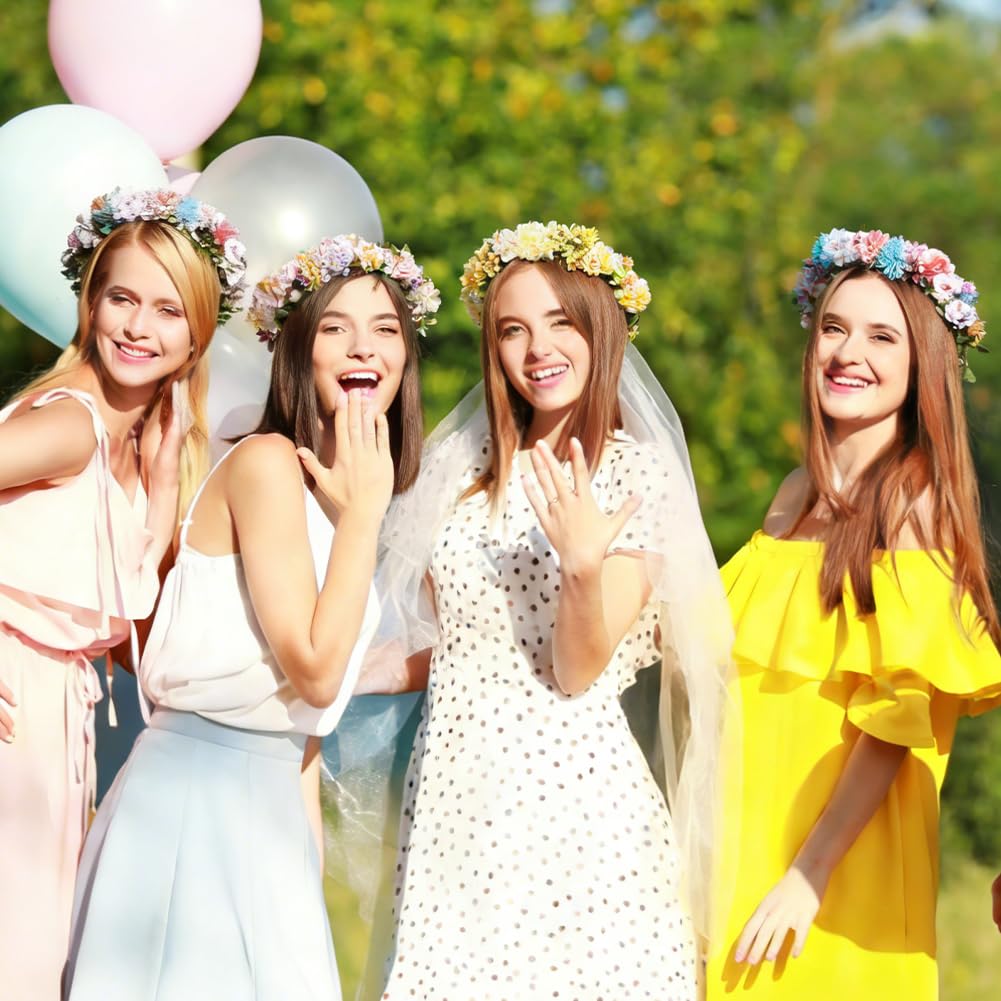 ACRNIGHEET Make Your Own Flower Crown Crafting Kit, Plum Blossom Series Flower Crown Kit, Can Make 16 Sets Wreath Headband and Bracelet Craft Kit, DIY Floral Crown Creative Gifts for Princess