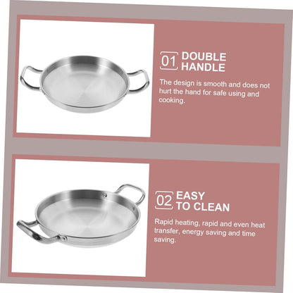 YARNOW Stainless Steel Griddle, Double Handle Hot Pot Kitchen Accessory, Small Cooking Tool