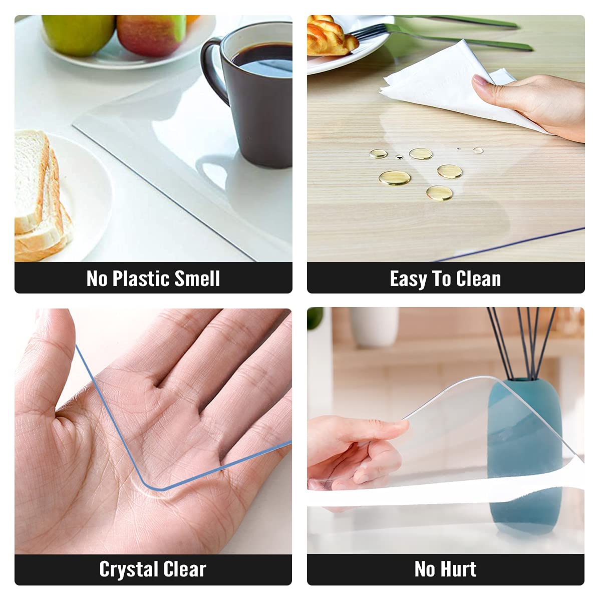 Royhom Clear Table Protector 42 x 90 Inch - 2mm Thick Plastic Table Cover, Clear Table Cover Protector Rectangle, Waterproof PVC Desk Mat for Coffee Table, Writing Desk, Dining Room, Dresser