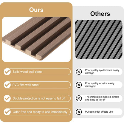 NovaGrid Board 4PCS Acoustic Wood Slat Wall Panels for Wall Decor and Ceiling 3D Fluted Sound Absorbing Panel Soundproof with Wood Finish 108"×6" (Maple Light)
