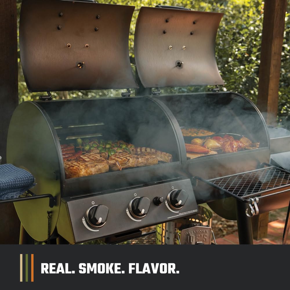 Oklahoma Joe's Canyon Combo Dual Fuel 3-Burner Propane Gas and Charcoal Smoker and Grill with 1031 sq. in. Cooking Area in Black