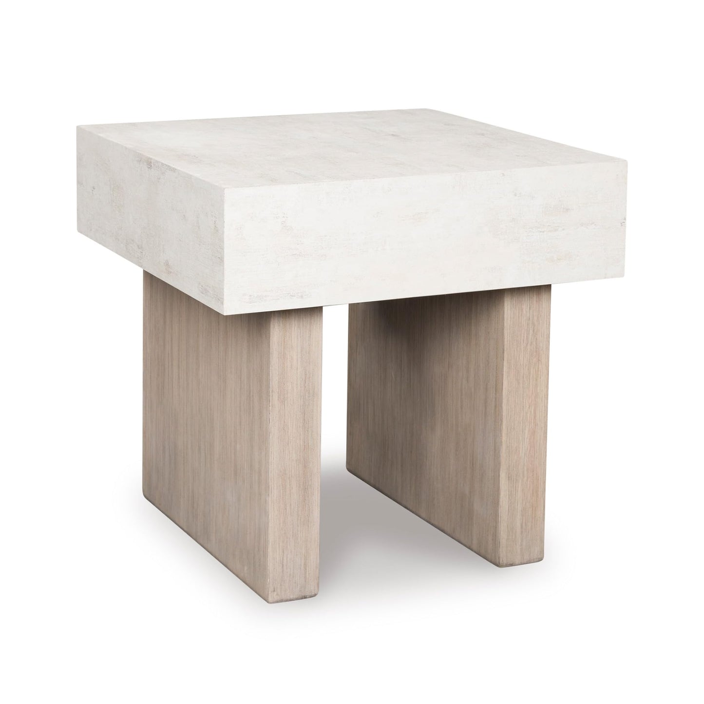 Signature Design by Ashley Jorlaina Modern End Table with Heat Resistant, Scratch Resistant and Fade Resistant Surface, Light Gray & Light Brown
