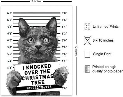 Cat Christmas Tree | Cute Holiday Wall Art Poster for Cat Lovers | Humorous 8x10 Unframed Decor