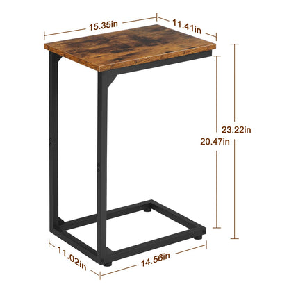 AMHANCIBLE C Shaped Side Table, End Tables Living Room Set of 2, Slide Under Couch Table for Sofa, TV Trays for Bedroom, Small Space, Rustic Brown HET02CBR