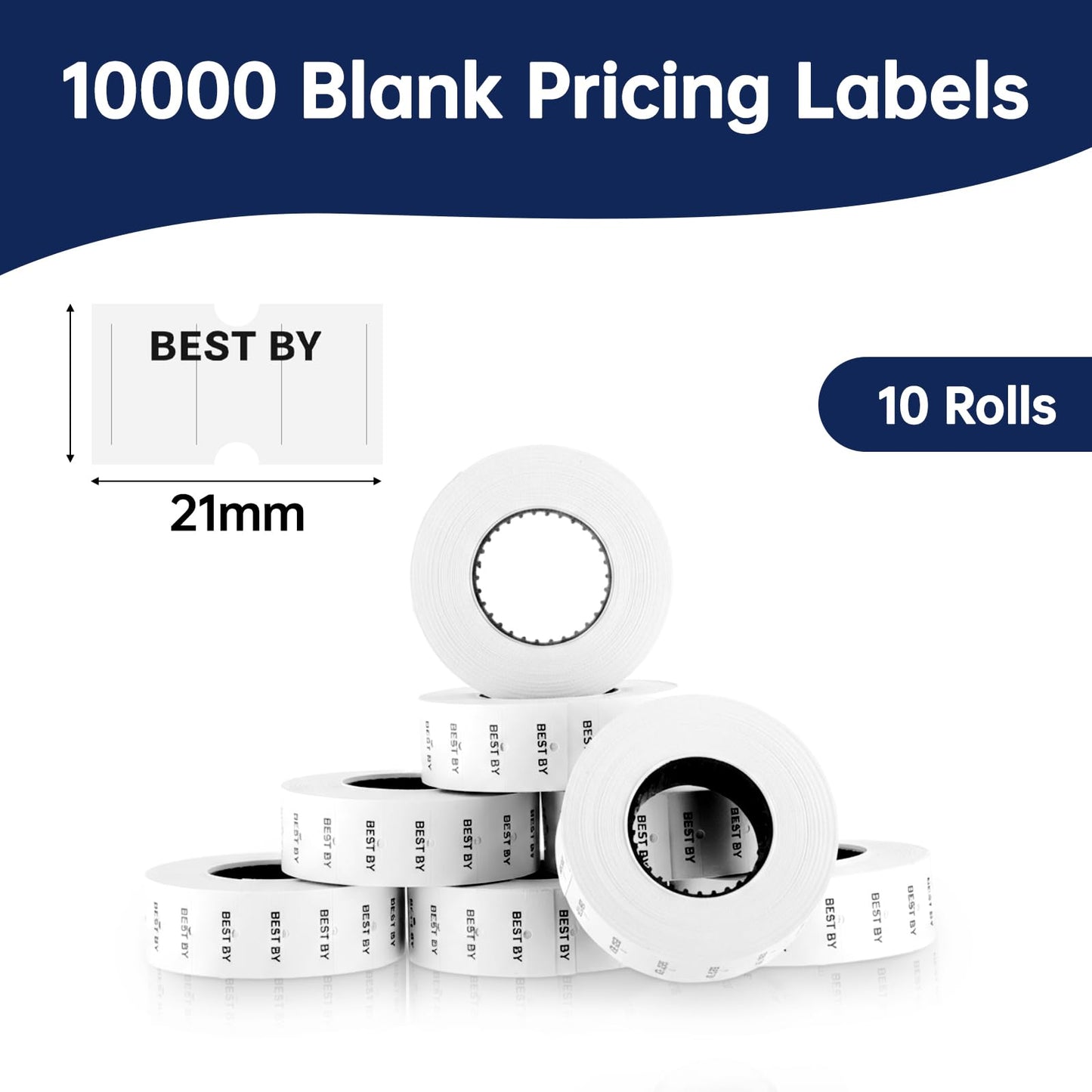 Jaloro 10 Rolls Best by Labels for Price Gun Expiration Date Pantry Labels Bulk 10, 000 Blank Price and Date Gun Label for Containers, Kitchen Stickers for Food Freshness