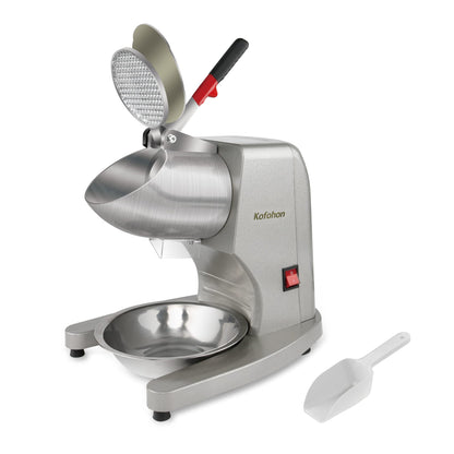 KOFOHON Electric Ice Shaver,Shaved Ice Machine Strong Powerful For Home&Commercial Use,Steel Ice Crusher With Dual Blades&Lips,Higher Ice Outlet for Plate,Bowl&Cup,300W/2200rpm/220lbs/hrs.
