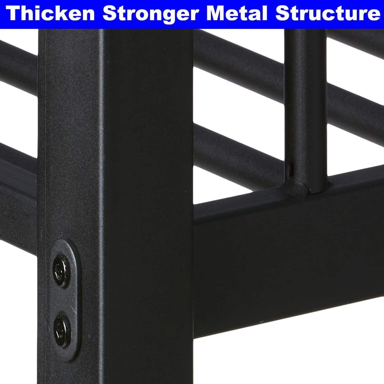 SIMPLEZC New Upgrade Thicken Metal Twin XL Over Queen Bunk Bed for Adults, Stronger Heavy Duty Steel Adults Bunk Beds Twin Over Queen Size with Ladder for Kids, Easy Assembly