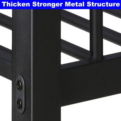 SIMPLEZC New Upgrade Thicken Metal Twin XL Over Queen Bunk Bed for Adults, Stronger Heavy Duty Steel Adults Bunk Beds Twin Over Queen Size with Ladder for Kids, Easy Assembly
