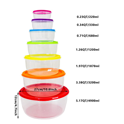 SCWBOEII 7Pcs Round Mixing Bowl Set Salad Bowl with Airtight Lids Plastic Nesting Mixing Bowl Set for Packing and Serving Christmas Salads Candies Cookies, Microwave Safe