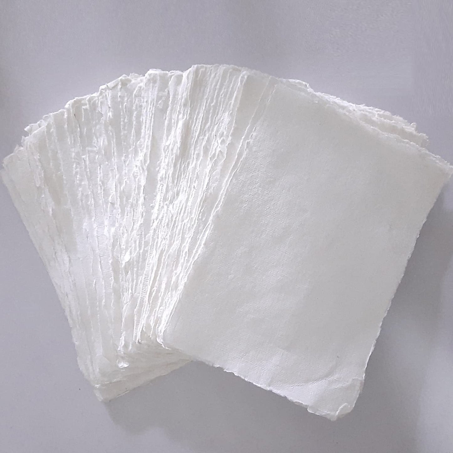 E-Tailor Handmade Cotton Paper Deckle Edge Loose Leaf Sheets 130 GSM Ivory White (5x7, Ivory-1-Pack of 50)