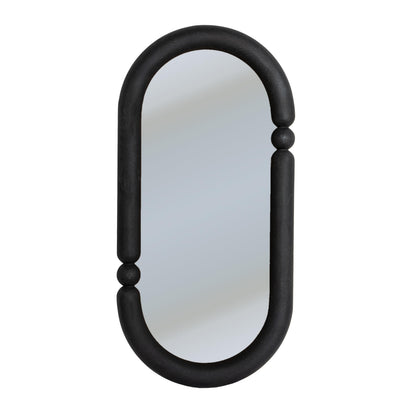 Creative Co-Op Oval Wood-Framed Wall Mirror, Black