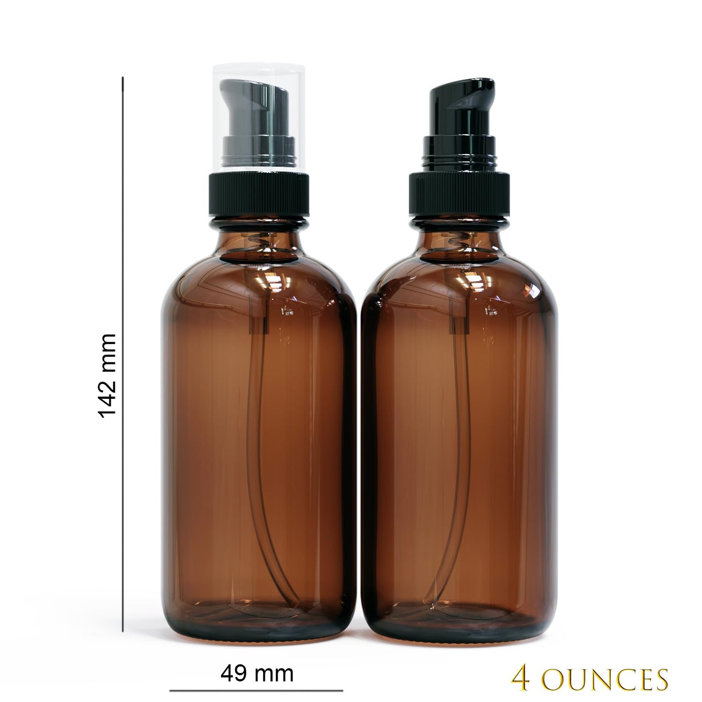 12Pack 120ml Amber Glass Pump Bottle with Pump Dispenser,4oz Small Dispenser, Travel Size Refillable Botttles for Lotions,Sercums,Essential Oils