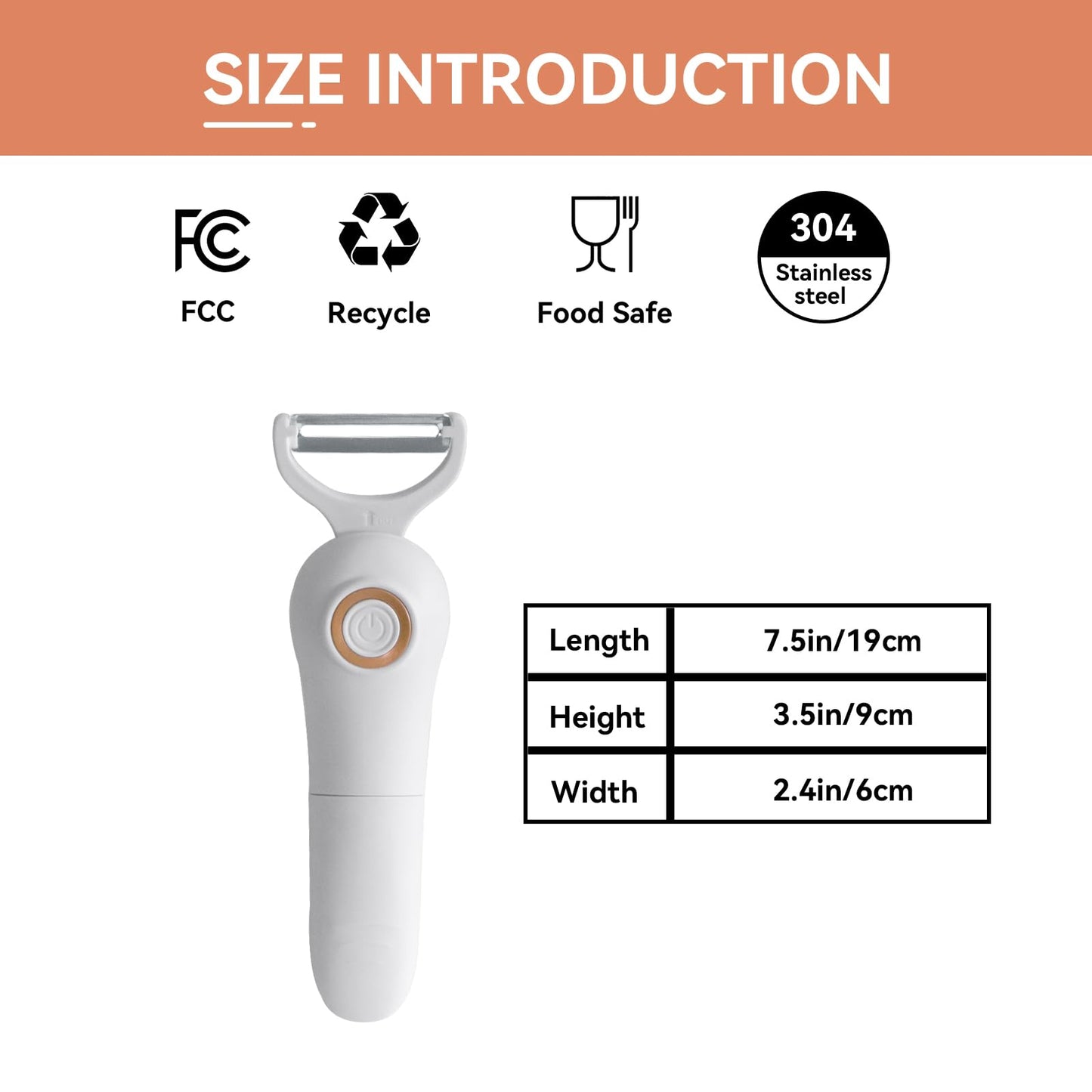 2-in-1 Electric Peeler | Auto Blade for Fruits/Vegetables | 2 Interchangeable Blades | 2*AAA | Kitchen, Travel, Camping