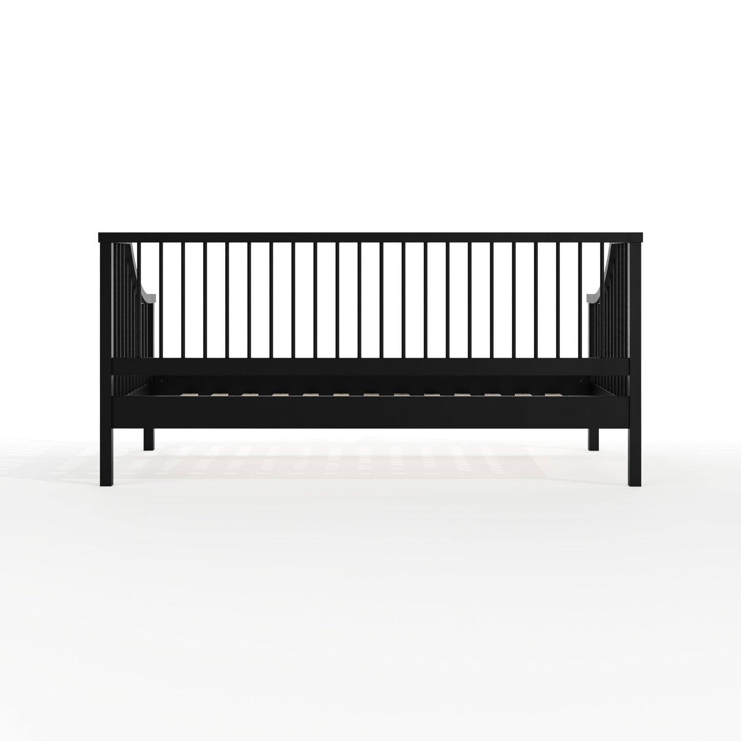 Martha Stewart Neely Platform Daybed with Wood Spindles, Solid Wood Frame, No Box Spring Needed, Twin Size, Black