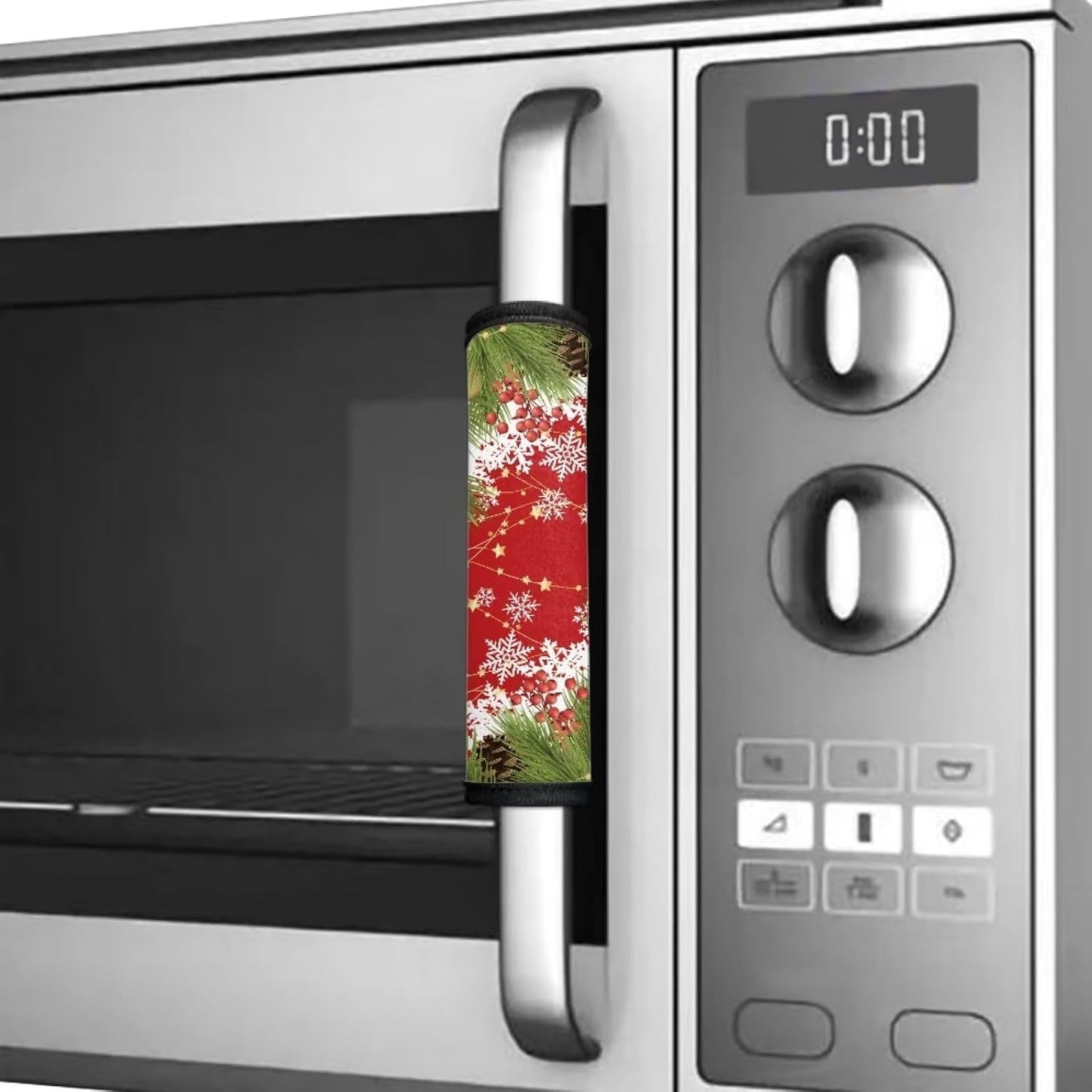 Christmas Print Refrigerator Door Handle Covers Set of 4, Washable Appliance Covers to Keep Kitchen Clean from Smudges