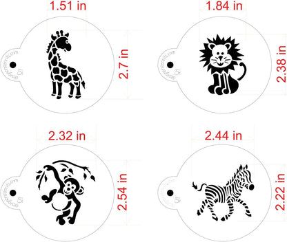 Designer Stencils Jungle Animals Cookie, Beige/Semi-Transparent, Fits 3" Circle