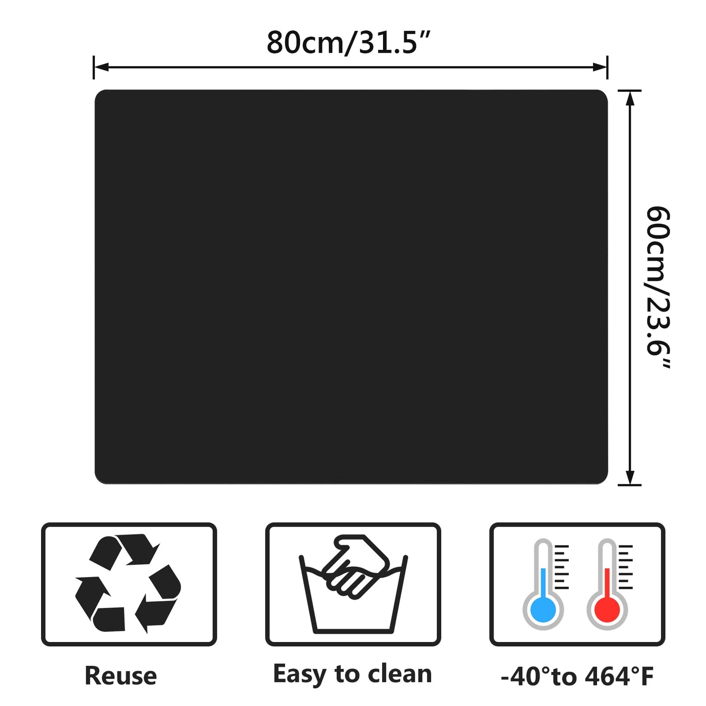 Gartful Oversize Silicone Mat for Crafts, 31.5 x 23.6 inches 1.2mm Thick Silicone Craft Pad for Jewelry Casting Resin Molds, Countertop Protector, Nonstick Placemat, Counter Table Mat, Black