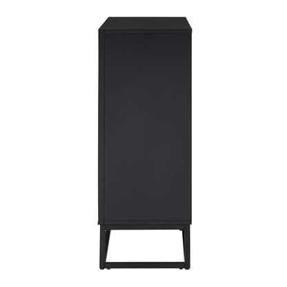 SEI Furniture - Holly & Martin Frescan Color Changing Electric Fireplace - Transitional Design, Black Glass and Wood - Ideal for Living Room, Bedroom (FC1063059)