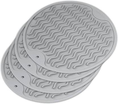 Trivets for Hot Pots and Pans - 4 Pack Silicone Trivet Mats 7.8 inch for Quartz Countertops and Heat Resistance Gray
