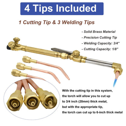 Cutting Torch Set Oxy Acetylene Torch Kit, Portable Gas Cutting Torch and Welding Kit with Acetylene Oxygen Gas Regulator Gas Hose Welding Glasses Storage Case and Accesseries