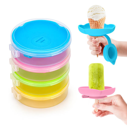 MORLIKE Silicone Popsicle Holders with Travel Case, Mess Free Ice Cream Cone Holders for Kids to Manage Melting Frozen Treats, Reusable & Dishwasher Safe Popsicle Drip Catcher for Party Home (4 Pack)