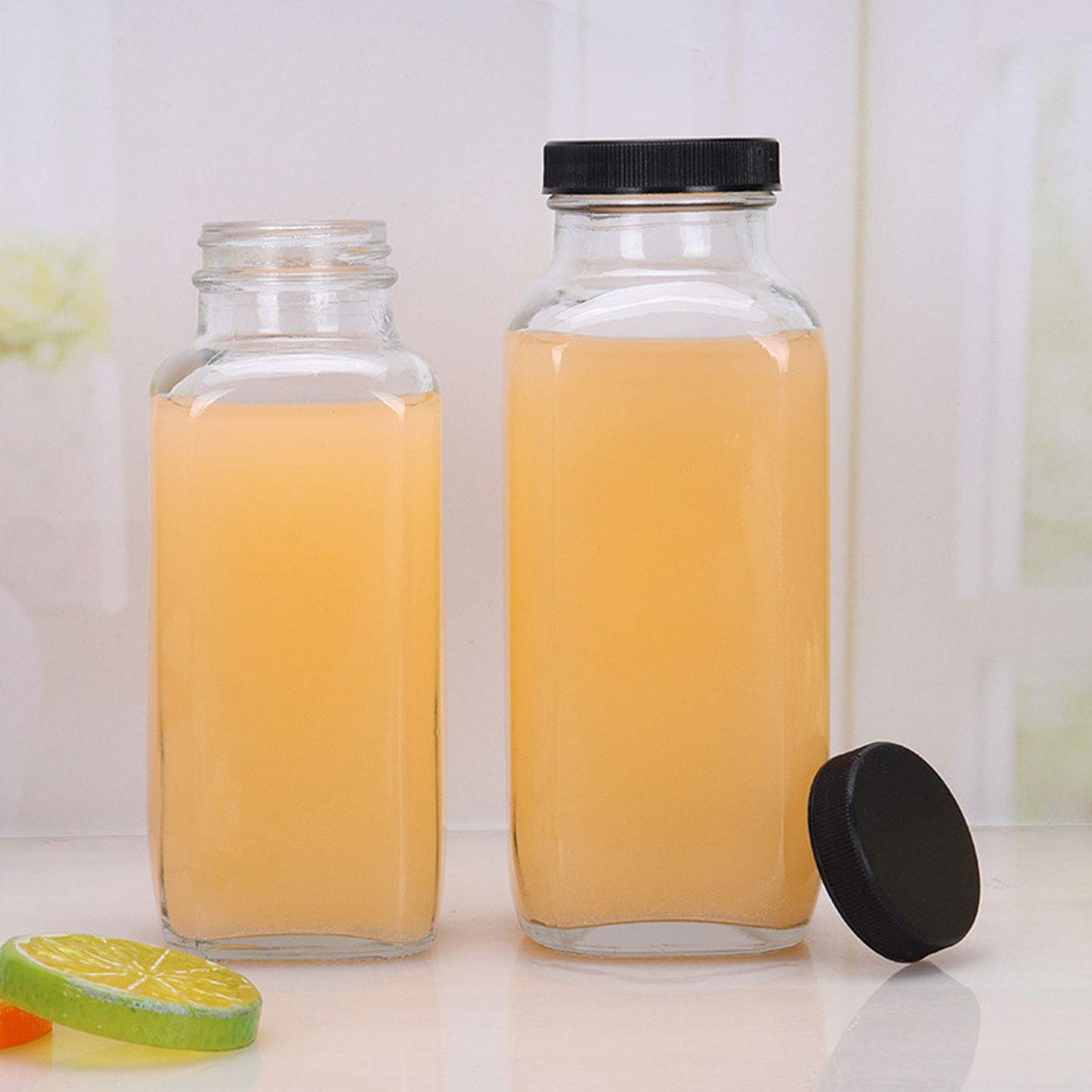 Encheng 8 oz Glass Bottles,Reusable Glass Water Bottle With Airtight Lids,Vintage Drinking Jars for Smoothies, Kombucha,Tea,Juicing Bottles Beverage Milk Bottle With Caps,Liquid Storage Jars 30pack
