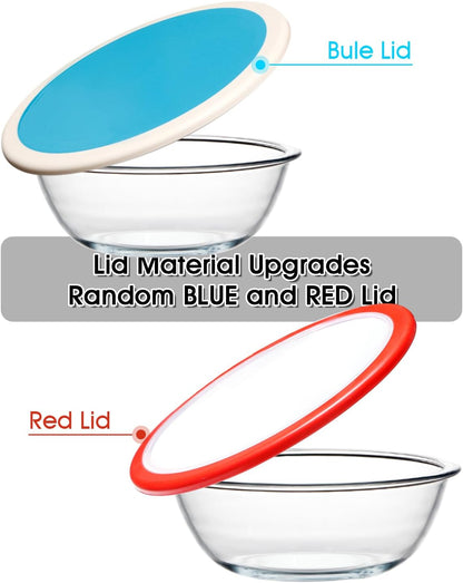 NUTRIUPS 2-Quart Large Glass Mixing Bowls with Lids, 2-Piece Salad Bowl with Lid