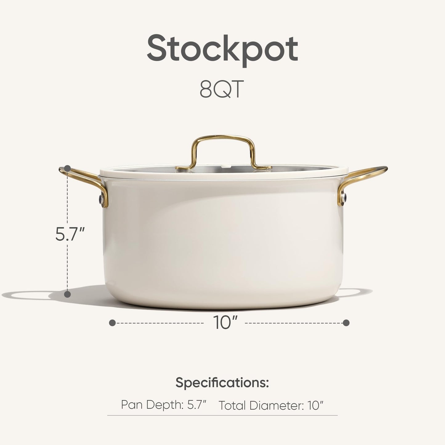 CAROTE 8QT Full Clad Tri Ply Stainless Steel Stock Pot with Lid, Kitchen Stockpot Soup Pot, Outer Ceramic Layer, Even Heating, All Stoves Compatible, Oven & Dishwasher Safe, Stay Cool Handle, White