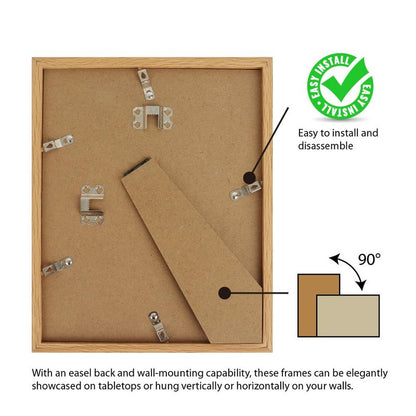 Memory Island 8.5x11 Document Certificate Frames for Wall and Tabletop Display, 8.5 by 11 Natural Wood Grain Picture Frames with HD Plexiglass, Set of 15