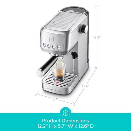 CASABREWS 3700 Essential Espresso Machine 20 Bar, Stainless Steel Cappuccino & Latte Coffee Maker with Steam Frother for Home, 43.9oz Water Tank, Silver