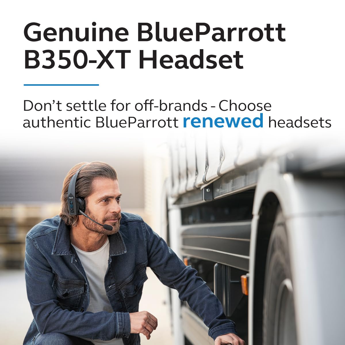 BlueParrott B350-XT Noise Cancelling Bluetooth Headset - Updated Design with Industry Leading Sound & Improved Comfort, Hands-Free Headset w/Expanded Wireless Range & IP54 Rated Protection (Renewed)
