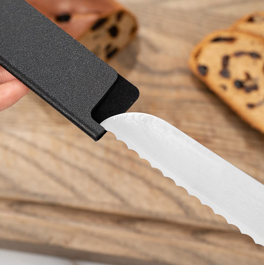 Restaurantware-Sensei 10 x 1.5 Inch Knife Sleeve, 1 Knife Protector - Fits Bread Knife, Felt Lining, Black Plastic Knife Blade Guard, Durable, Cut-Proof