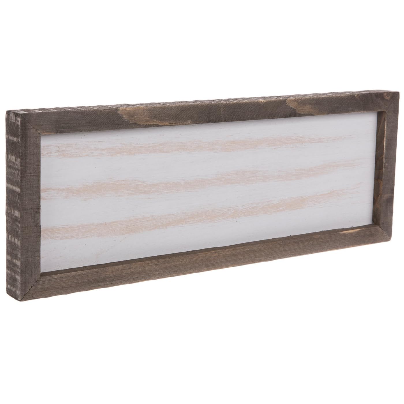 Hobby Lobby Unfinished Rustic Wood Wall Decor Sign, 14 7/8" x 5 1/2" inches (37.78 x 13.97 cm), Whitewash Interior, Brown Frame, DIY Craft Project