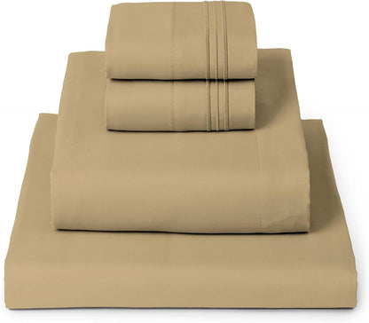 Mellanni King Sheets Set - 4 PC Hotel Luxury Bedding | Extra Soft, Cooling, Wrinkle-Resistant (Gold)
