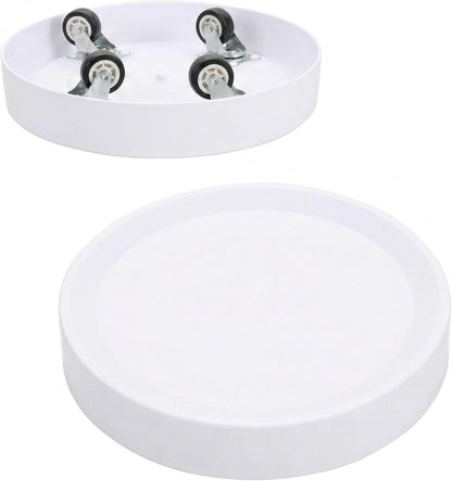 10inch 2Pack (10inch) Mobile Plant Stands with Wheels White Plant Caddy with Hidden Wheels,Flower Pots Rolling