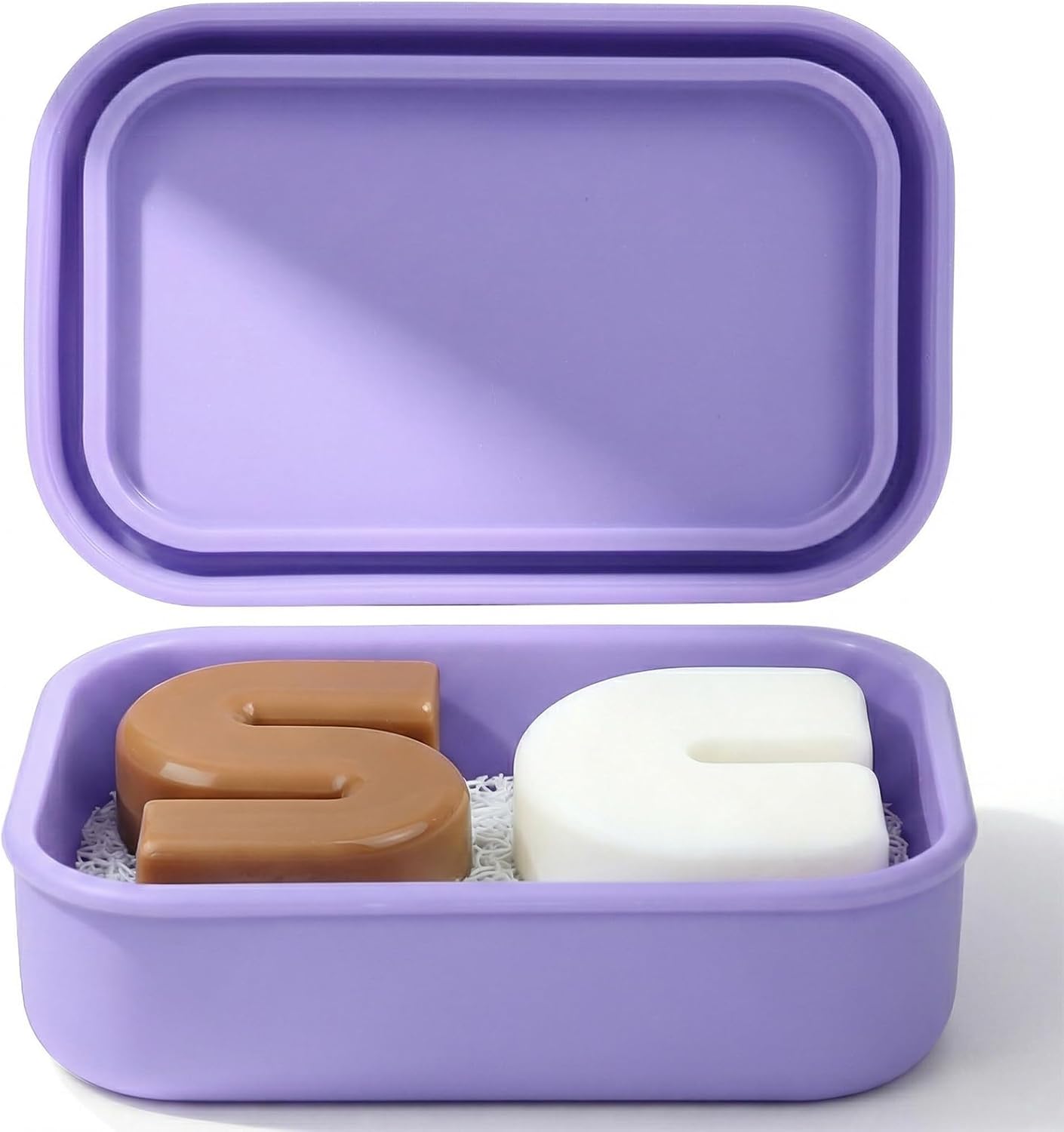 2 Sets, 1 Pack, AIMAIAIMAI Enhanced Leak Proof Travel Soap Case with Draining Pad, Silicone Shampoo Bar Travel Case