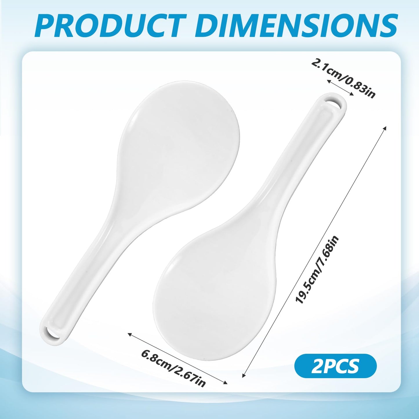 Mabor 2 PCS Rice Serving Spoon Plastic Non-Stick Rice Paddle White Cooker Spoon Spatula 7.68 Inch for Kitchen Restaurant Cooking Utensil